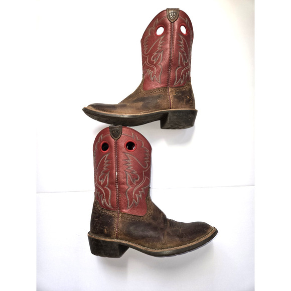 Ariat Brown & Red Leather Fatbaby Heritage Western Riding Boots US 3